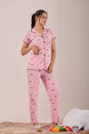 Sweet Moon Knit Cotton Pyjama Set - Pastel Pink  — thumbnail 4